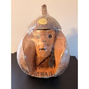 Brand New and Sealed Vintage Hawaii Coconut Monkey Bank Souvenir